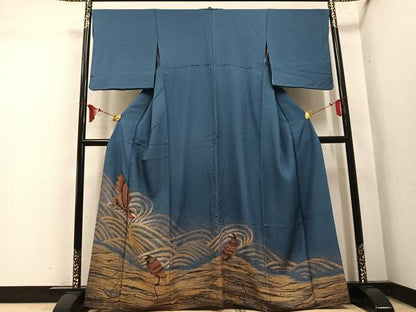 平和屋着物●ファッションデザイナー　HIROKO KOSHINO　コシノヒロコ 　色留訪問着　群れ鳥　金彩　正絹　逸品　AABN1680ph