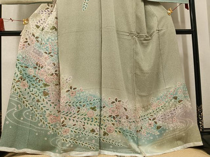 平和屋着物●訪問着　辻が花　絞り　暈し染め　仮絵羽　正絹　逸品　未使用　AABN1687ph