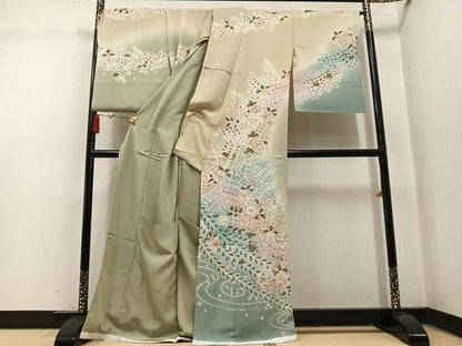 平和屋着物●訪問着　辻が花　絞り　暈し染め　仮絵羽　正絹　逸品　未使用　AABN1687ph