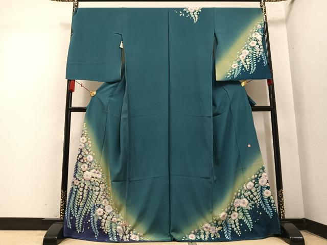 平和屋着物●訪問着　作家物　辻が花　暈し染め　丹後ちりめん　仮絵羽　正絹　逸品　未使用　AABN1688ph