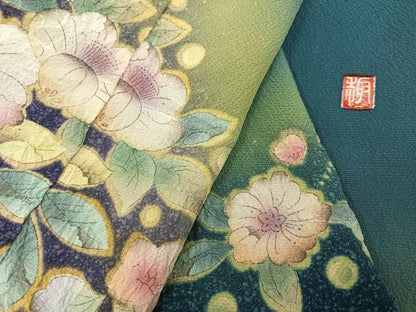 平和屋着物●訪問着　作家物　辻が花　暈し染め　丹後ちりめん　仮絵羽　正絹　逸品　未使用　AABN1688ph