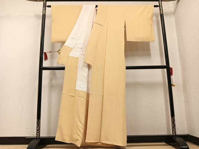 平和屋着物●上質な色無地　蜂蜜色　正絹　逸品　AABN1690ph