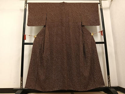 平和屋着物●上質な小紋　総絞り　鹿の子文　正絹　逸品　AABN1692ph