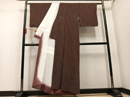 平和屋着物●上質な小紋　総絞り　鹿の子文　正絹　逸品　AABN1692ph