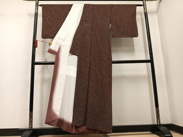 平和屋着物●上質な小紋　総絞り　鹿の子文　正絹　逸品　AABN1692ph
