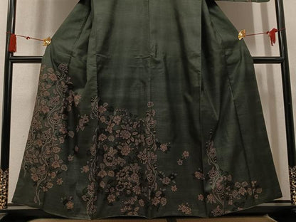 平和屋着物●本場大島紬　訪問着　9マルキ　花鳥文　三越扱い　正絹　逸品　AABN1693ph