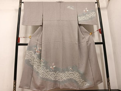 平和屋着物●訪問着　絞り　刺繍　草花文　正絹　逸品　AABN1695ph