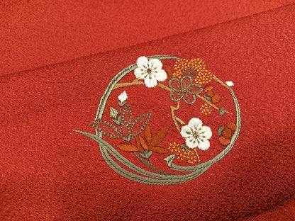 平和屋着物●中国三大刺繍　スワトウ刺繍　汕頭刺繍　振袖　花楽器文　正絹　逸品　AABN1698ph
