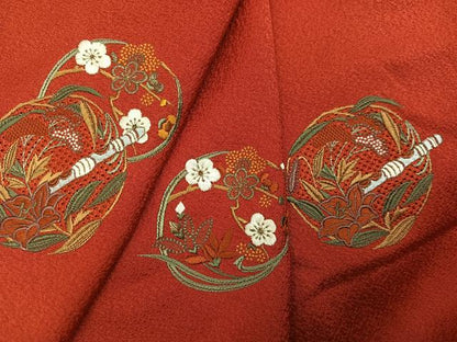 平和屋着物●中国三大刺繍　スワトウ刺繍　汕頭刺繍　振袖　花楽器文　正絹　逸品　AABN1698ph