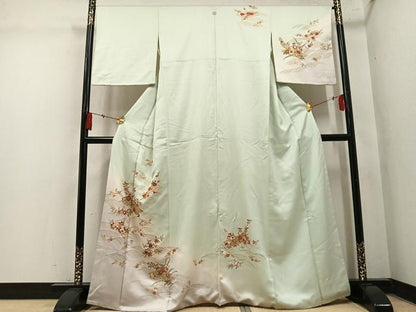 平和屋着物●訪問着　草花文　暈し染め　金彩　正絹　逸品　AABN1699ph