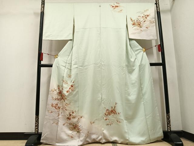 平和屋着物●訪問着　草花文　暈し染め　金彩　正絹　逸品　AABN1699ph