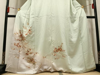 平和屋着物●訪問着　草花文　暈し染め　金彩　正絹　逸品　AABN1699ph