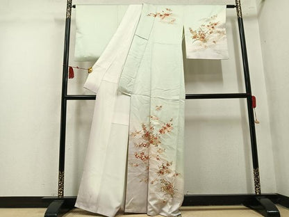 平和屋着物●訪問着　草花文　暈し染め　金彩　正絹　逸品　AABN1699ph