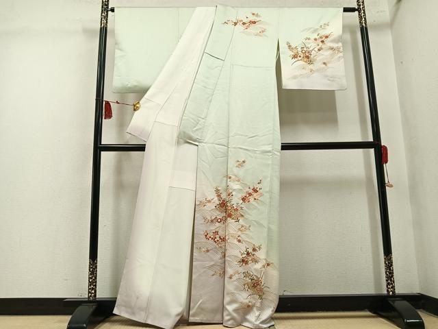 平和屋着物●訪問着　草花文　暈し染め　金彩　正絹　逸品　AABN1699ph