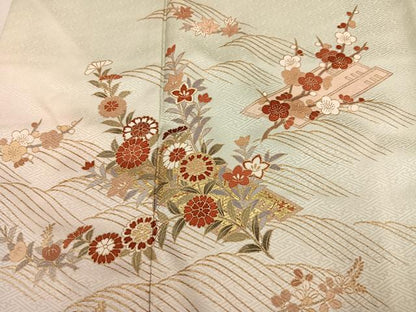 平和屋着物●訪問着　草花文　暈し染め　金彩　正絹　逸品　AABN1699ph
