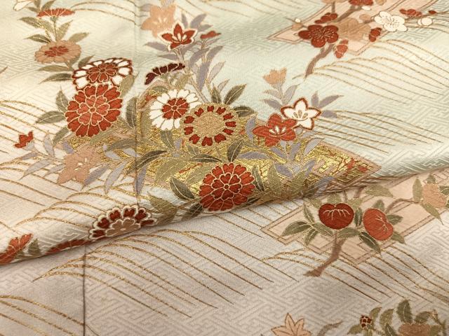 平和屋着物●訪問着　草花文　暈し染め　金彩　正絹　逸品　AABN1699ph
