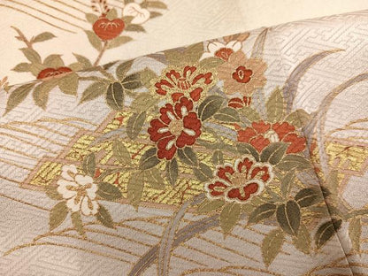 平和屋着物●訪問着　草花文　暈し染め　金彩　正絹　逸品　AABN1699ph