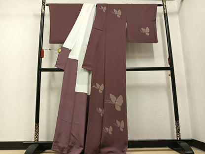 平和屋着物●訪問着　絞り　舞蝶文　正絹　逸品　AABN1702ph