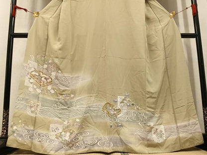 平和屋着物●豪華色留袖　花文箱　暈し染め　金彩　正絹　逸品　AABN1706ph
