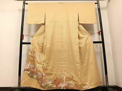 平和屋着物●豪華色留袖　駒刺繍　紅白梅　金彩　正絹　逸品　AABN1711ph