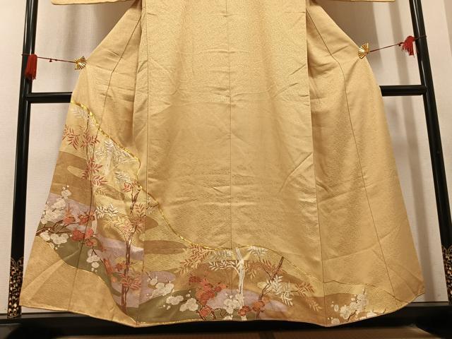 平和屋着物●豪華色留袖　駒刺繍　紅白梅　金彩　正絹　逸品　AABN1711ph