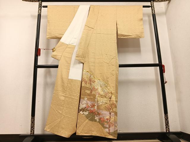 平和屋着物●豪華色留袖　駒刺繍　紅白梅　金彩　正絹　逸品　AABN1711ph
