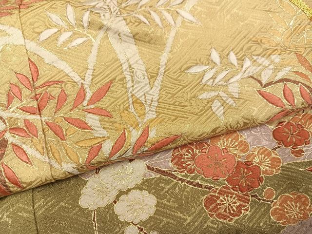 平和屋着物●豪華色留袖　駒刺繍　紅白梅　金彩　正絹　逸品　AABN1711ph