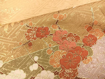 平和屋着物●豪華色留袖　駒刺繍　紅白梅　金彩　正絹　逸品　AABN1711ph