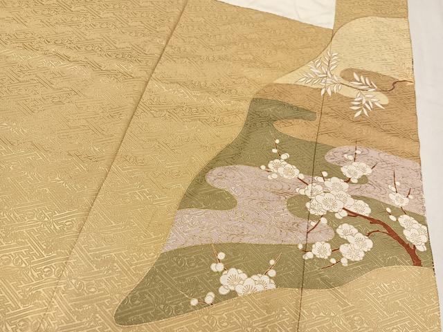 平和屋着物●豪華色留袖　駒刺繍　紅白梅　金彩　正絹　逸品　AABN1711ph