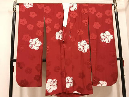 平和屋着物●振袖用長襦袢　無双仕立て　梅文　正絹　逸品　AABN1714ph