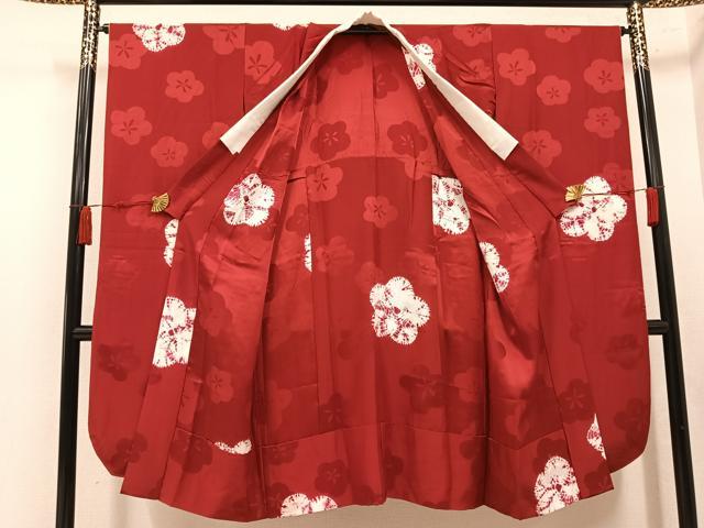平和屋着物●振袖用長襦袢　無双仕立て　梅文　正絹　逸品　AABN1714ph
