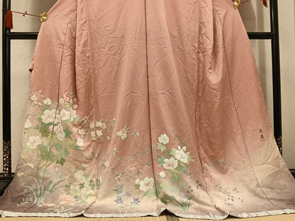 平和屋着物●訪問着　作家物　景雲　草花文　暈し染め　仮絵羽　正絹　逸品　未使用　AABN1720ph
