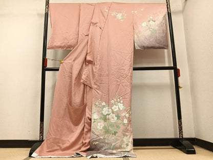 平和屋着物●訪問着　作家物　景雲　草花文　暈し染め　仮絵羽　正絹　逸品　未使用　AABN1720ph