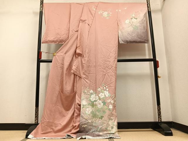 平和屋着物●訪問着　作家物　景雲　草花文　暈し染め　仮絵羽　正絹　逸品　未使用　AABN1720ph