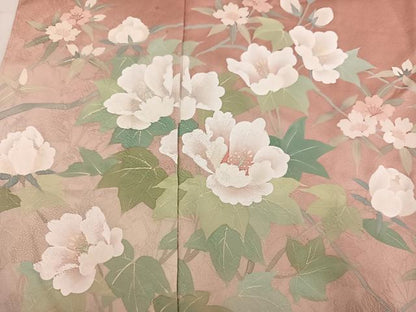 平和屋着物●訪問着　作家物　景雲　草花文　暈し染め　仮絵羽　正絹　逸品　未使用　AABN1720ph