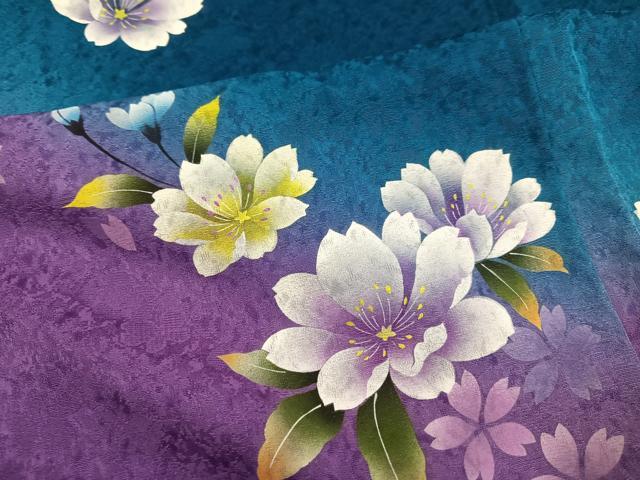 平和屋着物●豪華振袖　舞花文　暈し染め　正絹　逸品　AABN1724ph