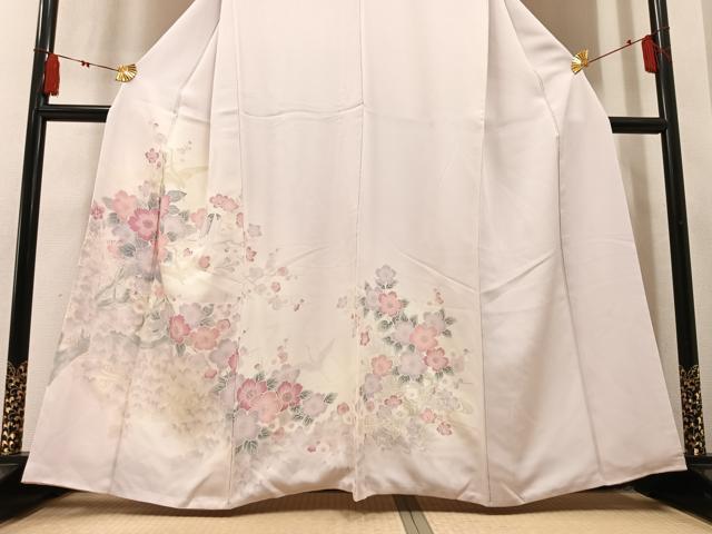 平和屋着物●訪問着　群れ鶴花文　暈し染め　ラメ　正絹　逸品　AABN1725ph