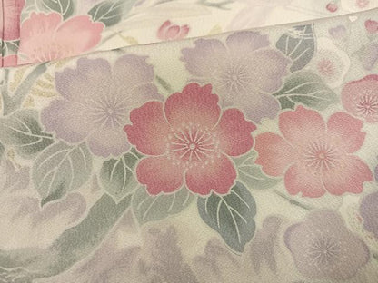 平和屋着物●訪問着　群れ鶴花文　暈し染め　ラメ　正絹　逸品　AABN1725ph
