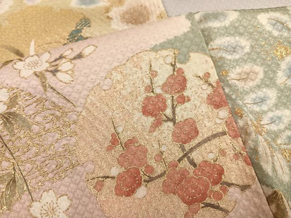 平和屋着物●訪問着　辻が花　駒刺繍　雪輪草花文　金彩　正絹　逸品　AABN1730ph