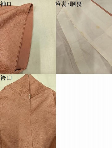 平和屋着物●上質な色無地　鼻地紋　ときがら茶色　正絹　逸品　AABN1732ph