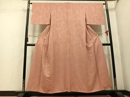 平和屋着物●上質な色無地　鼻地紋　ときがら茶色　正絹　逸品　AABN1732ph
