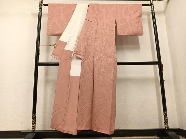 平和屋着物●上質な色無地　鼻地紋　ときがら茶色　正絹　逸品　AABN1732ph