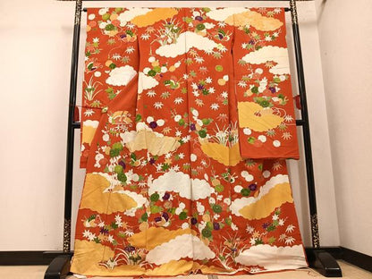 平和屋着物●豪華振袖　駒刺繍　雲重ね舞蝶文　丹後ちりめん　仮絵羽　逸品　未使用　AABN1735ph