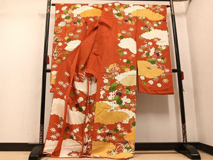 平和屋着物●豪華振袖　駒刺繍　雲重ね舞蝶文　丹後ちりめん　仮絵羽　逸品　未使用　AABN1735ph
