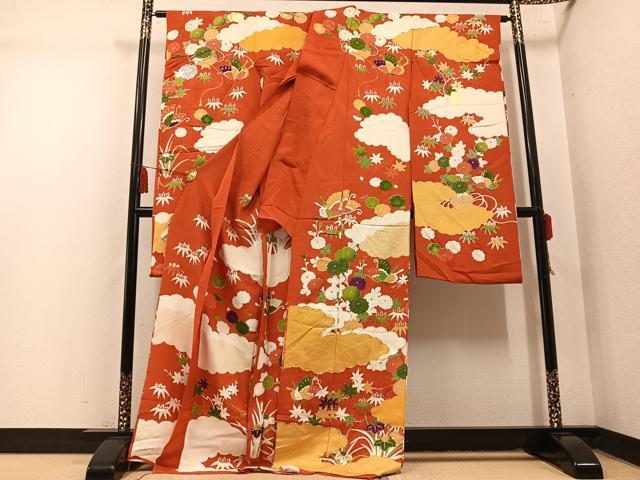 平和屋着物●豪華振袖　駒刺繍　雲重ね舞蝶文　丹後ちりめん　仮絵羽　逸品　未使用　AABN1735ph