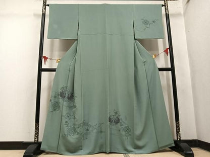 平和屋着物●中国三大刺繍　汕頭刺繍　スワトウ刺繍　総刺繍　双鳥花文　訪問着　　正絹　逸品　AABN1743ph