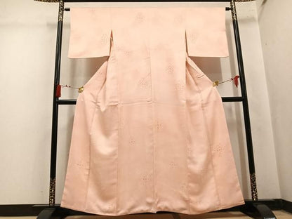 平和屋着物●上質な小紋　地紋起こし　流水花文　正絹　逸品　AABN1745ph