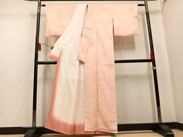平和屋着物●上質な小紋　地紋起こし　流水花文　正絹　逸品　AABN1745ph