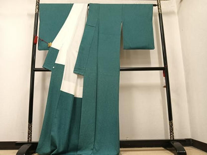平和屋着物●上質な色無地　霞地紋　革色　正絹　逸品　AABN1751ph