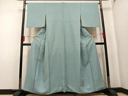 平和屋着物●上質な色無地　草木地紋　青磁鼠色　正絹　逸品　AABN1752ph